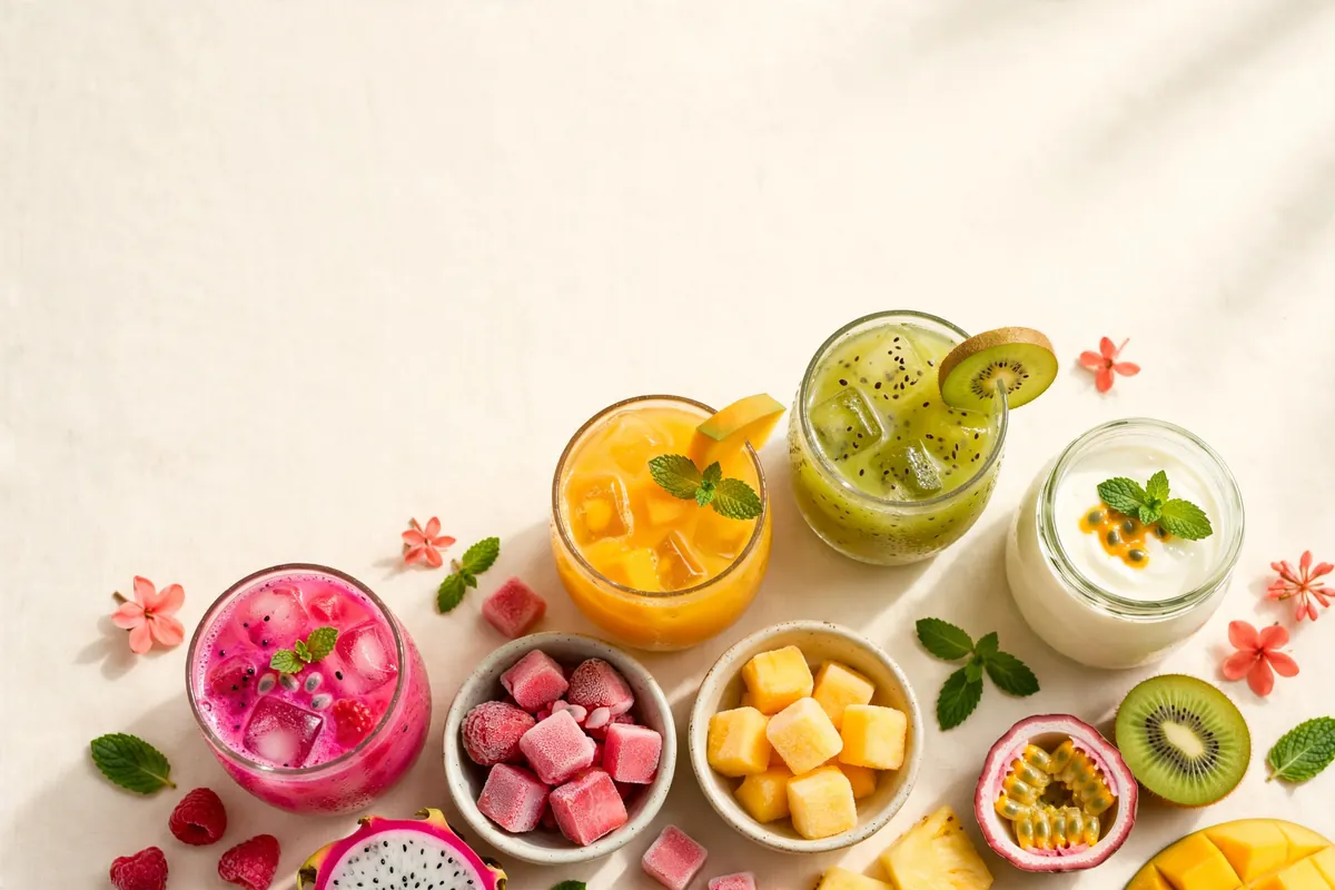 Fruit juices, pulp and yogurt from above