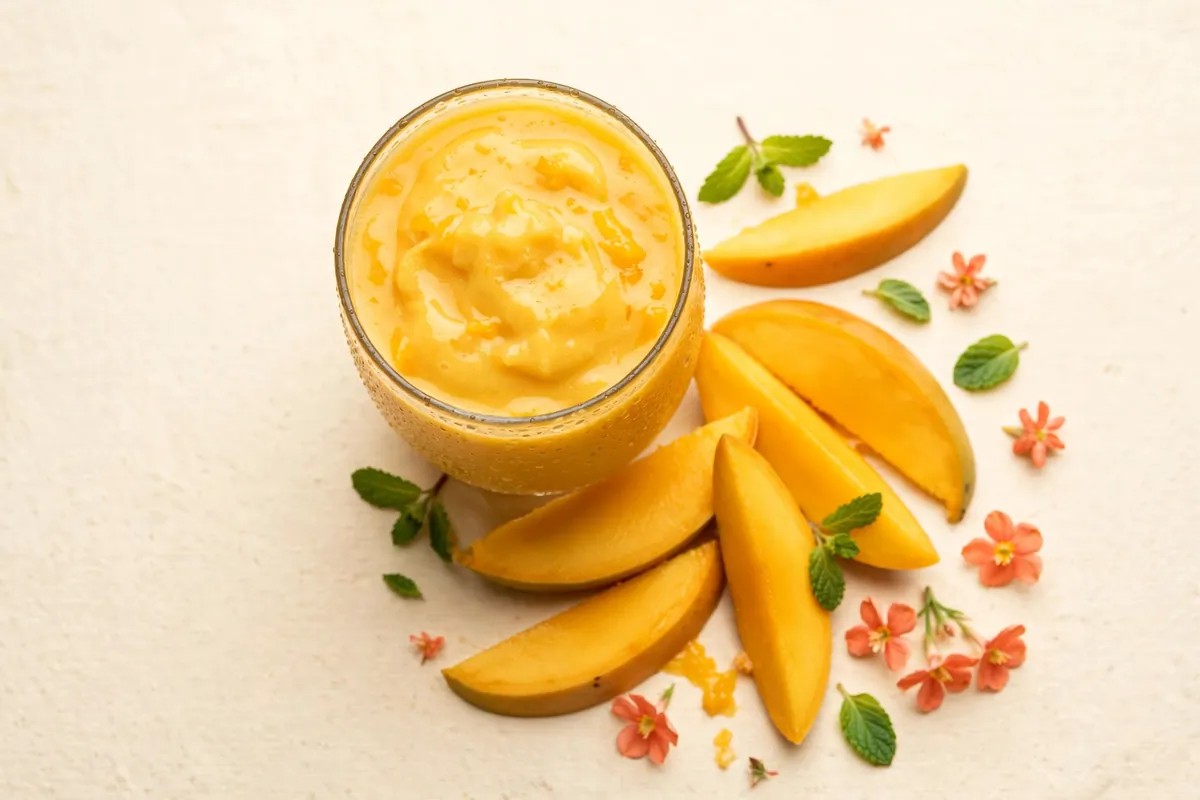 Glass of thick mango juice