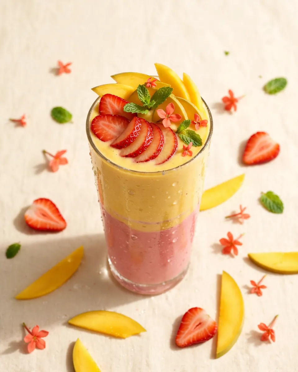 A layered fruit smoothie
